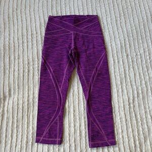 Lululemon Free Flow Crop Jacquard Workout Leggings Magenta Pink Size 4